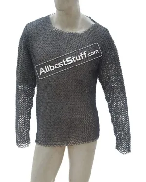 Round Riveted Flat Solid Aluminum Chainmail Shirt Chest 45